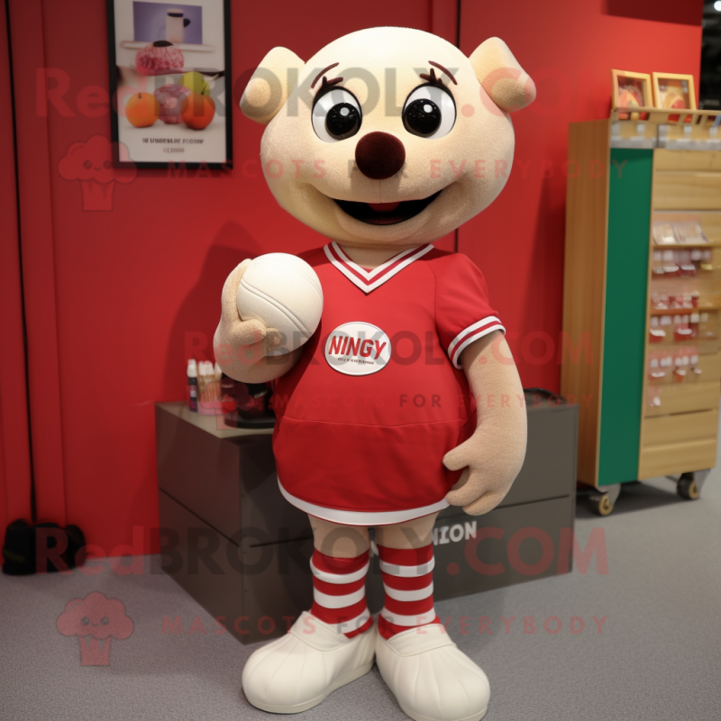 nan Cherry mascot costume character dressed with a Henley Shirt and Anklets nan Cherry mascot costume character dressed with a Henley Shirt and Anklets