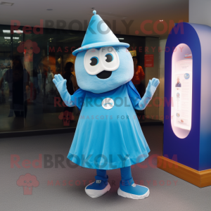 Blue Ray mascot costume character dressed with a Mini Dress and Hats