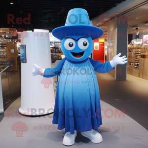 Blue Ray mascot costume character dressed with a Mini Dress and Hats