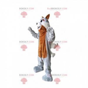 Brown and gray squirrel mascot with sparkling eyes! -