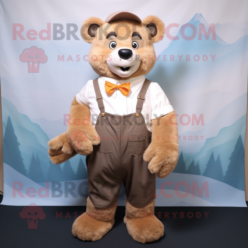 nan Bear mascot costume character dressed with a Oxford Shirt and Suspenders