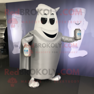 Silver Bottle Of Milk mascot costume character dressed with a Evening Gown and Briefcases
