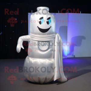 Silver Bottle Of Milk mascot costume character dressed with a Evening Gown and Briefcases