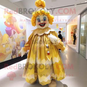 Gold Clown maskot drakt...