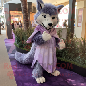 Lavender Wolf maskot kostym...