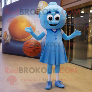 Blue Basketball Ball mascot costume character dressed with a Pencil Skirt and Hats