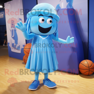 Blue Basketball Ball mascot costume character dressed with a Pencil Skirt and Hats