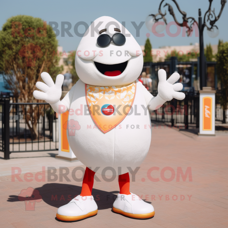 White Shakshuka mascot costume character dressed with a Shorts and Bracelets White Shakshuka mascot costume character dressed with a Shorts and Bracelets