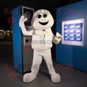 White Chocolate Bars mascot costume character dressed with a Henley Shirt and Keychains