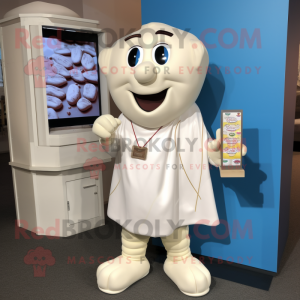 White Chocolate Bars mascot costume character dressed with a Henley Shirt and Keychains