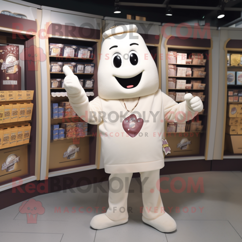 White Chocolate Bars mascot costume character dressed with a Henley Shirt and Keychains