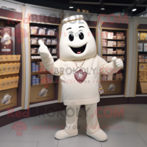 White Chocolate Bars mascot costume character dressed with a Henley Shirt and Keychains