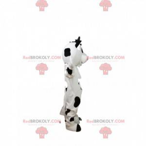 Black and white cow mascot with a big smile - Redbrokoly.com