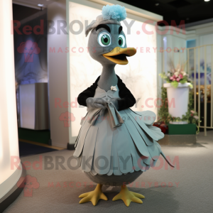 Olive Hens mascot costume character dressed with a Evening Gown and Bow ties