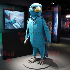 Cyan Falcon maskot kostume...