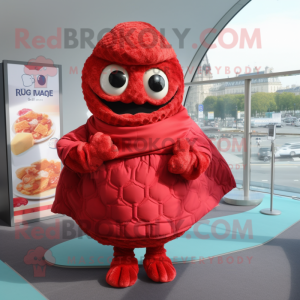 Red Croissant mascot costume character dressed with a Cover-up and Handbags