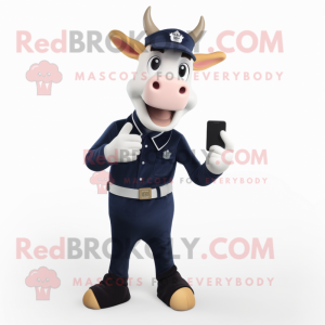 Marinblå Jersey Cow maskot...