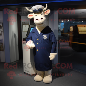 Navy Jersey Cow maskot...