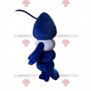 Mascot hormiga azul con una camiseta blanca - Redbrokoly.com