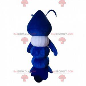 Mascotte formica blu con una maglia bianca - Redbrokoly.com