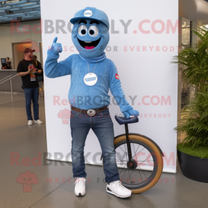 Blå Unicyclist maskot...