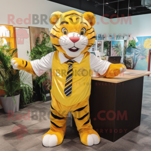 Gul Tiger maskot kostym...