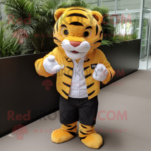 Gul Tiger maskot kostym...