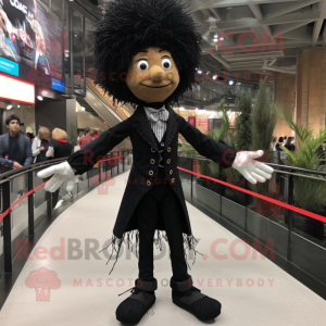 Black Tightrope Walker mascot costume character dressed with a Dress Shirt and Handbags