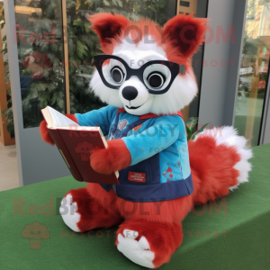 Sky Blue Red Panda mascotte...