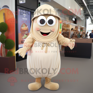 Tan Squash mascot costume character dressed with a Culottes and Bracelets