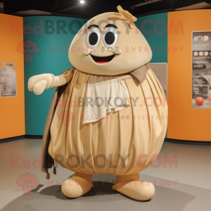 Tan Squash mascot costume character dressed with a Culottes and Bracelets