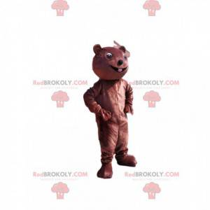 Very cute brown bear mascot with two pretty little teeth -