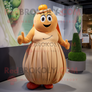 Tan Squash mascot costume character dressed with a Culottes and Bracelets