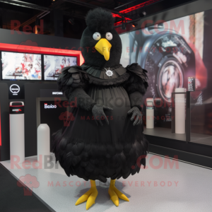 Black Hens mascot costume character dressed with a A-Line Skirt and Smartwatches