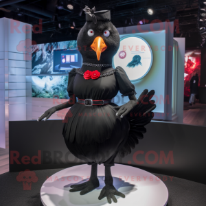 Black Hens mascot costume character dressed with a A-Line Skirt and Smartwatches