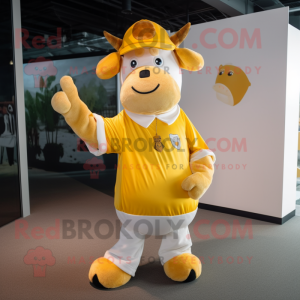 Geel Hereford Cow mascotte...