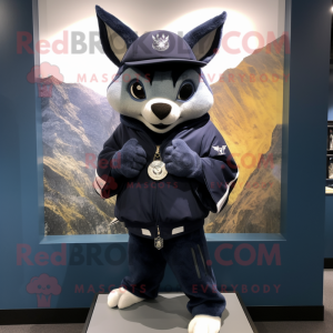 Navy Bat mascot costume character dressed with a Hoodie and Bracelet watches