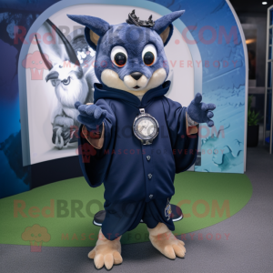 Navy Bat mascot costume character dressed with a Hoodie and Bracelet watches
