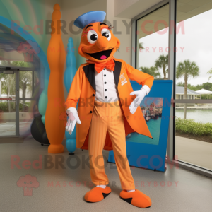 Orange Stilt Walker maskot...