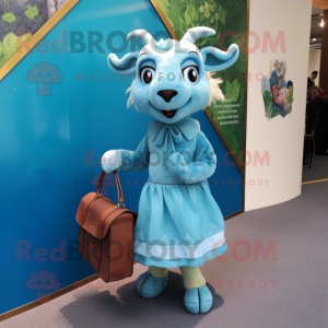 Sky Blue Goat maskot kostym...