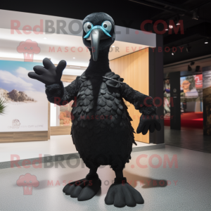 Black Dodo Bird mascot costume character dressed with a One-Piece Swimsuit and Mittens
