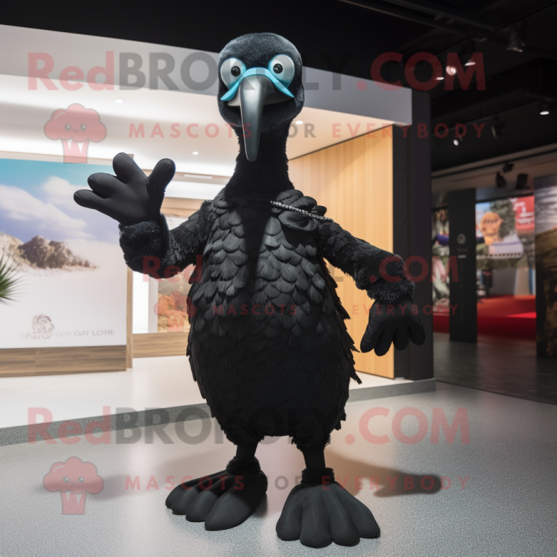 Black Dodo Bird mascot costume character dressed with a One-Piece Swimsuit and Mittens Black Dodo Bird mascot costume character dressed with a One-Piece Swimsuit and Mittens