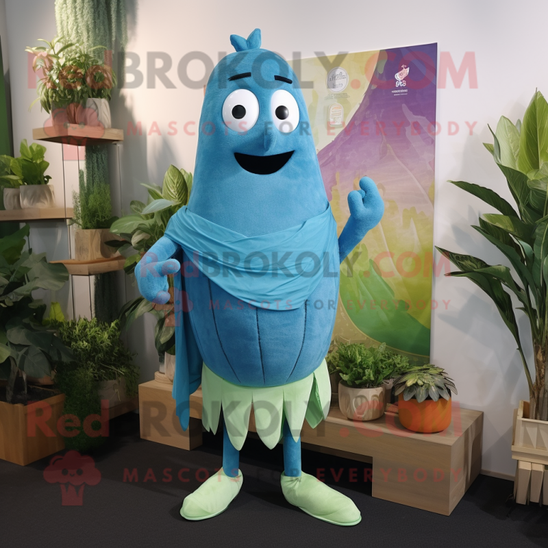 Cyan Beet mascot costume character dressed with a Board Shorts and Shawls Cyan Beet mascot costume character dressed with a Board Shorts and Shawls