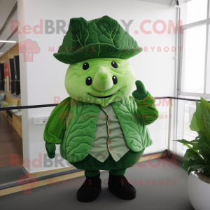 Green Cabbage Leaf maskot...