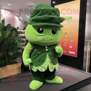 Green Cabbage Leaf maskot...