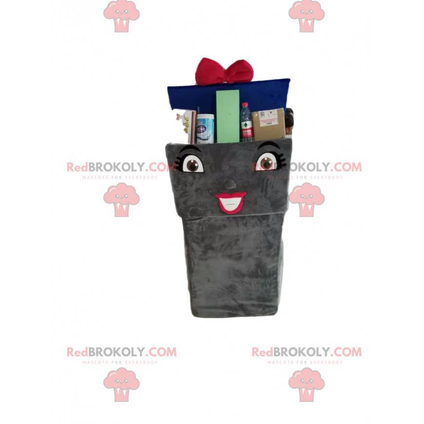 Mascotte de poubelle de recyclage avec un nœud papillon bleu - Mascotte de poubelle de recyclage avec un nœud papillon bleu -