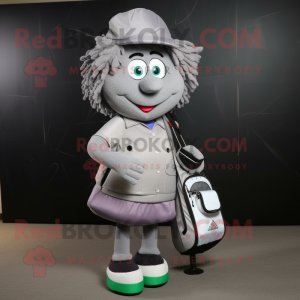 Gray Golf Bag mascot costume character dressed with a Blouse and Wallets