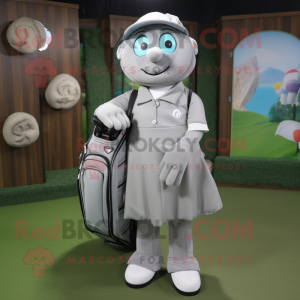 Gray Golf Bag mascot costume character dressed with a Blouse and Wallets