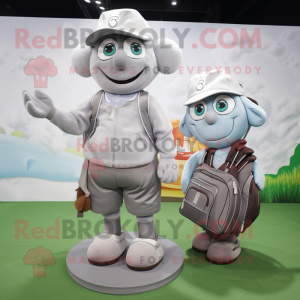 Gray Golf Bag mascot costume character dressed with a Blouse and Wallets