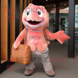 Pink laks maskot kostume...